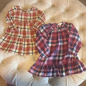 Red and Blue Fit and Flare Dress with Bishop Sleeves